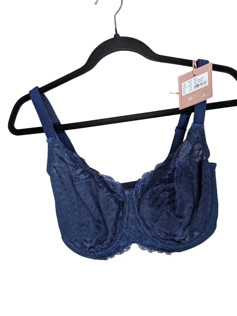 Panache Envy Full Cup Navy Blue Lace Unlined Bra 32J